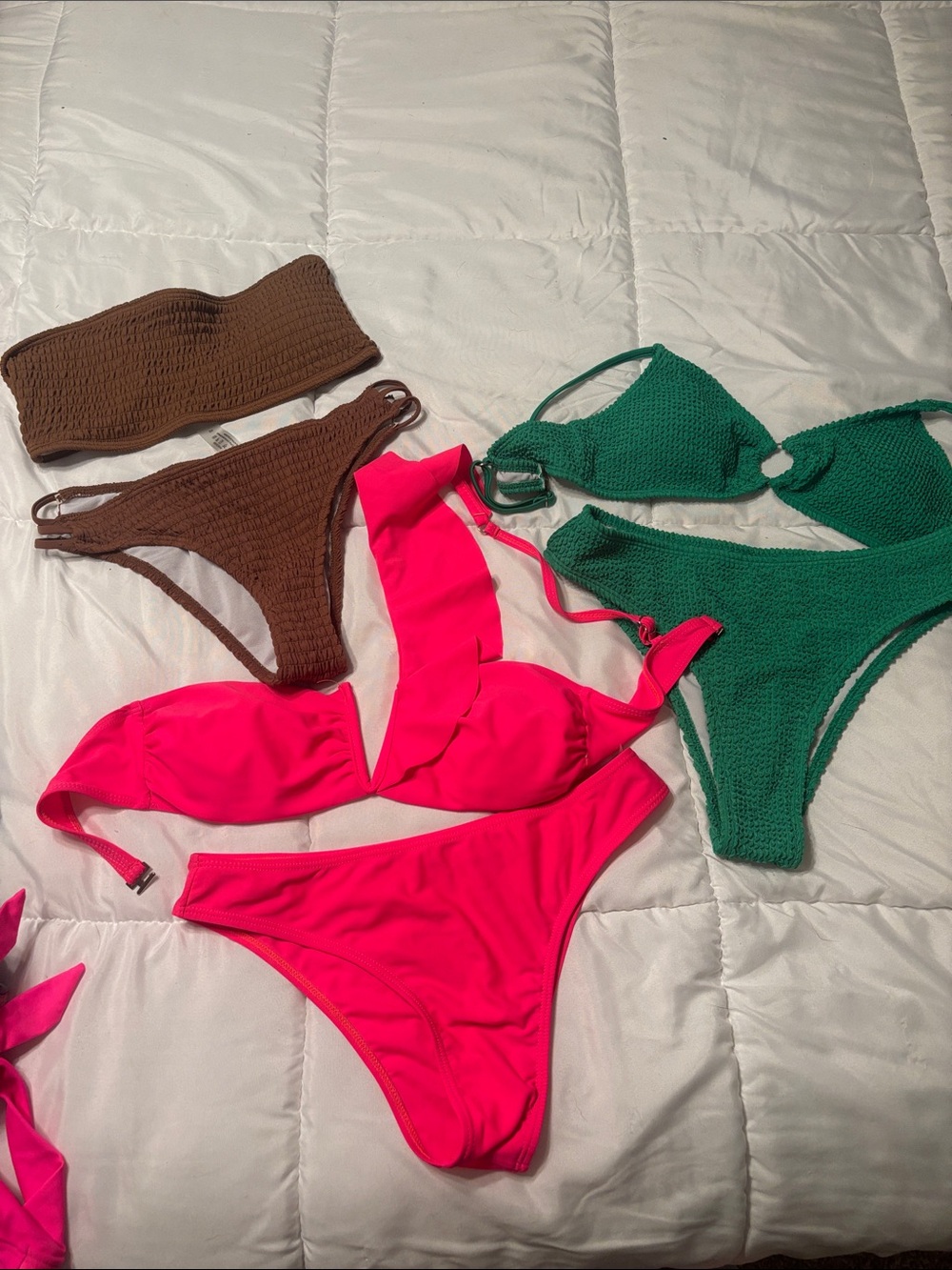 Mixed Bikini Set Bundle - Hot Pink, Emerald Green, Chocolate Brown